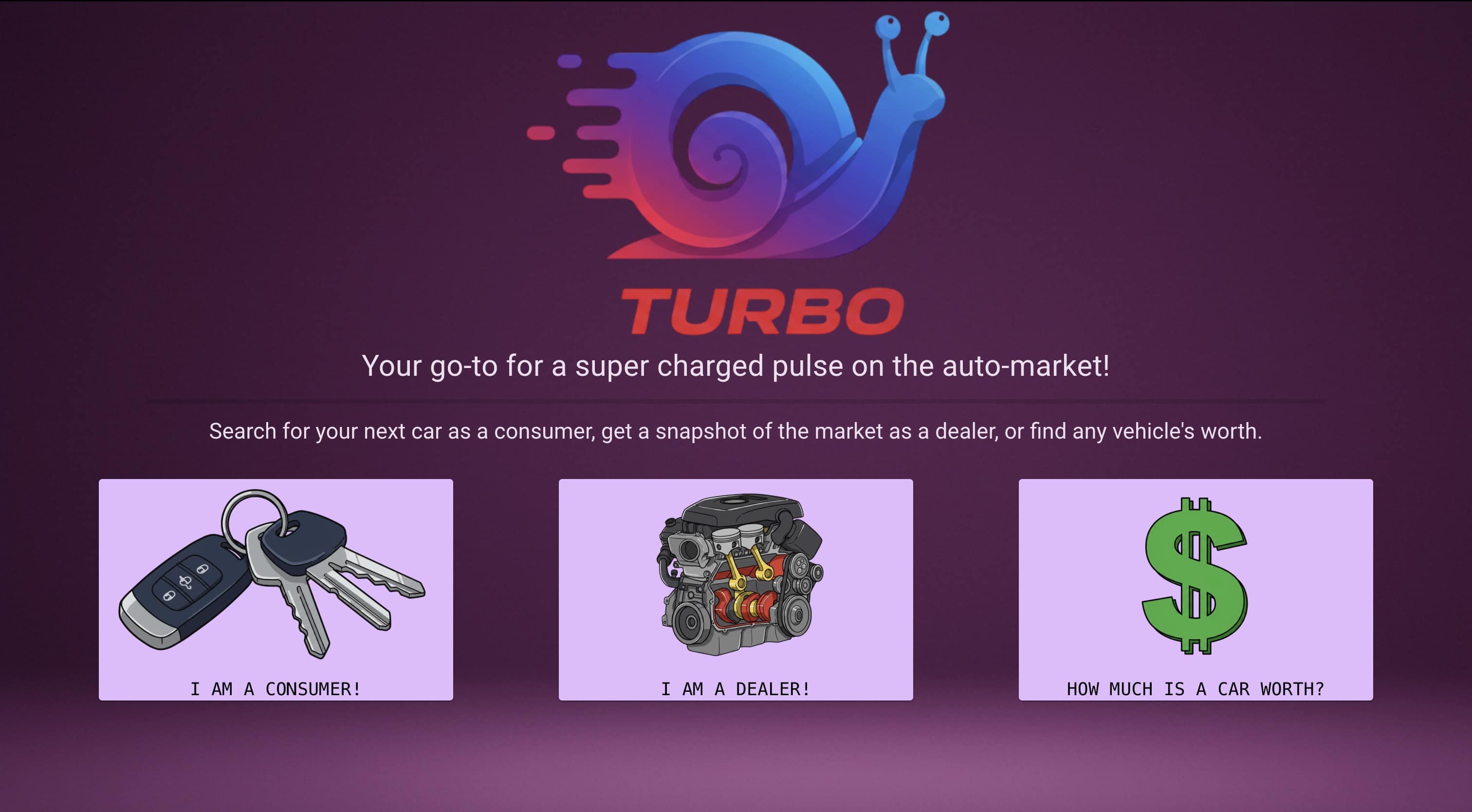 Turbo auto market insights app screenshot